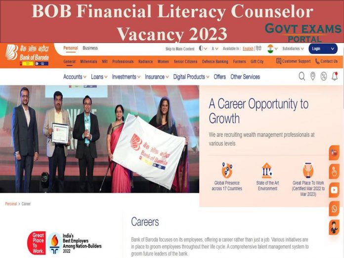 BOB Financial Literacy Counselor Vacancy 2023