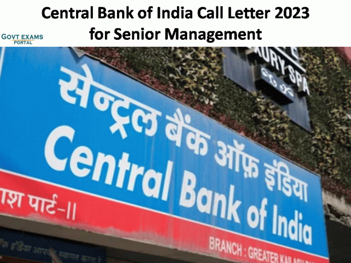 Central Bank of India Call Letter 2023 for Senior Management