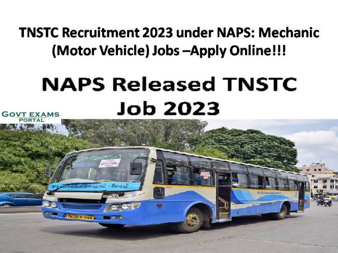 TNSTC Recruitment 2023 under NAPS: Mechanic (Motor Vehicle) Jobs –Apply Online!!!