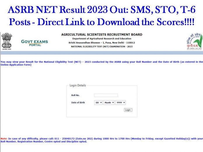 ASRB NET Result 2023 Out: SMS, STO, T-6 Posts - Direct Link to Download the Scores!!!!