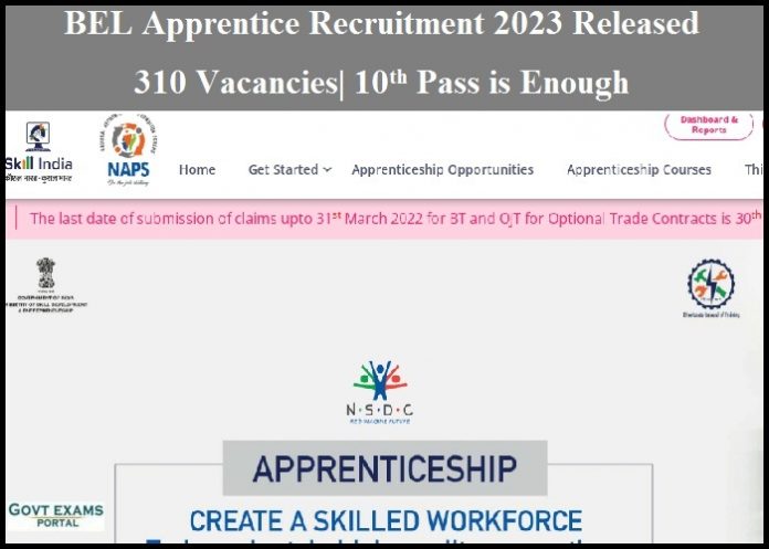 BEL Apprentice Recruitment 2023 Released – 310 Vacancies| 10th Pass is Enough!!!