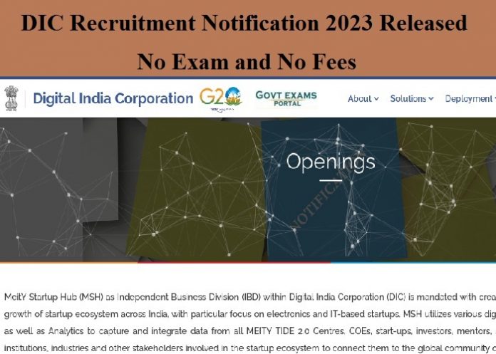 DIC Recruitment Notification 2023 Released – No Exam and No Fees| Check Online Application Form Here!!!