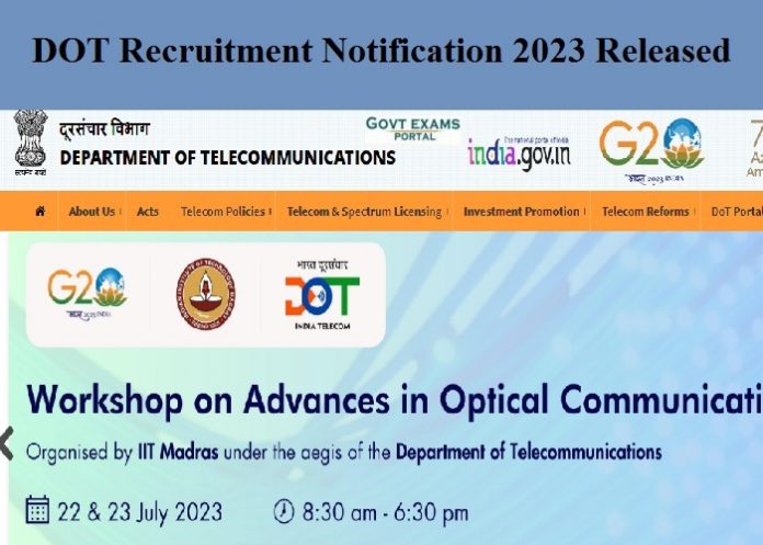 DOT Recruitment Notification 2023 Released – High Paid Job| Check Selection Process Here!!!