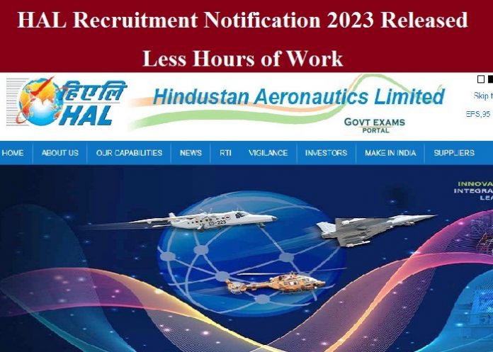 HAL Recruitment Notification 2023 Released – Less Hours of Work| Check Application Details Here!!!