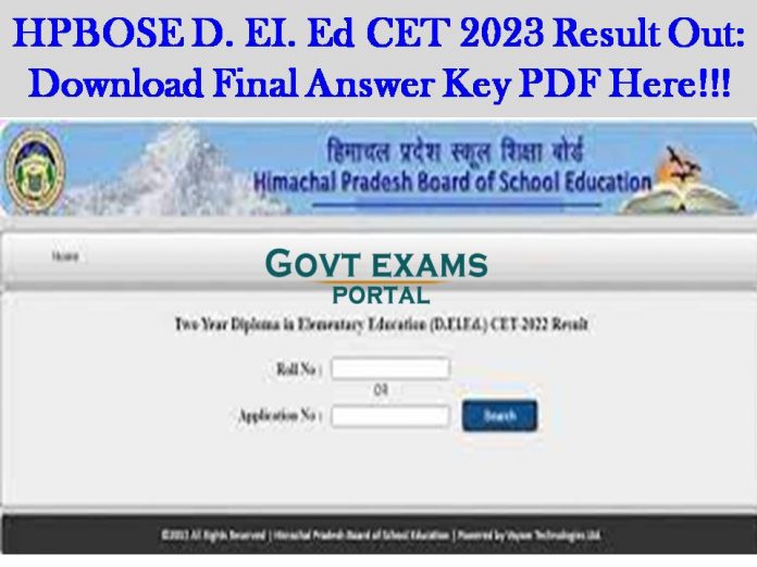 HPBOSE D. EI. Ed CET 2023 Result Out: Download June Final Answer Key PDF Here!!!