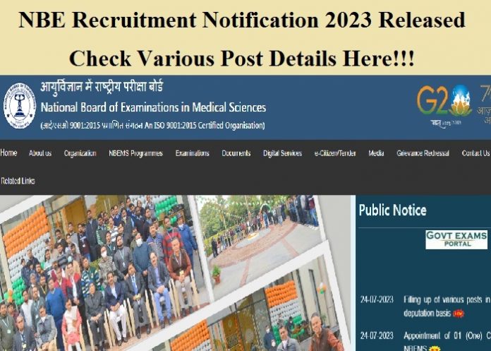 NBE Recruitment Notification 2023 Released – Check Various Post Details Here!!!