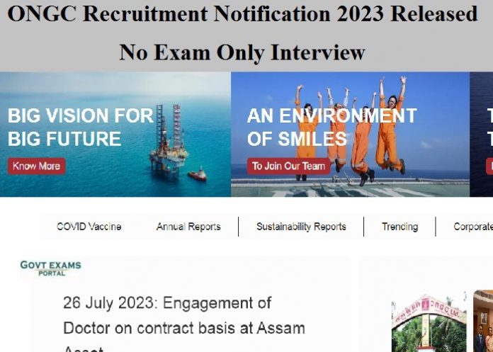 ONGC Recruitment Notification 2023 Released –No Exam Only Interview |Check Application Form Link Here!!!