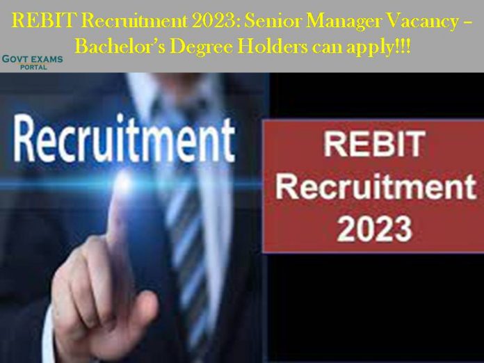 REBIT Recruitment 2023: Senior Manager Vacancy – Bachelor’s Degree Holders can apply!!!