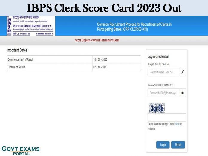 IBPS Clerk Score Card 2023 Out: Download CRP Clerks-XIII Prelims Result!!!